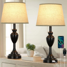 24&quot; Tall Table Lamps with 2 USB Charging Ports, Farmhouse Rustic Bedside Nightst - $179.94