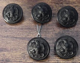 VINTAGE US NAVY Black Plastic Eagle Buttons (5) Large - £15.28 GBP