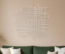 31&quot; X 31&quot; Silver Metal Abstract Lines Hanging Dimensional Sculpture - $190.49