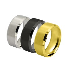New Design Black/Silvery/Gold Color 8mm Classic Ring Male 316L Stainless Steel J - £7.39 GBP