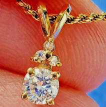 Earth mined Diamond Deco Pendant Medallion Solitaire Necklaces 14k Gold Chain 18 - $5,148.54 CAD