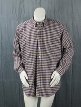 Vintage Polo Button Bown Shirt -  Blue Black White and Red Plaid - Men&#39;s... - £58.57 GBP