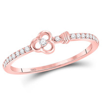 10kt Rose Gold Womens Round Diamond Stackable Key Ring 1/8 Cttw - £155.59 GBP