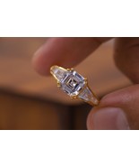 1.5 Ct Asscher Moissanite Side Baguette Cut Engagement Ring,14k Gold Bri... - $75.08+