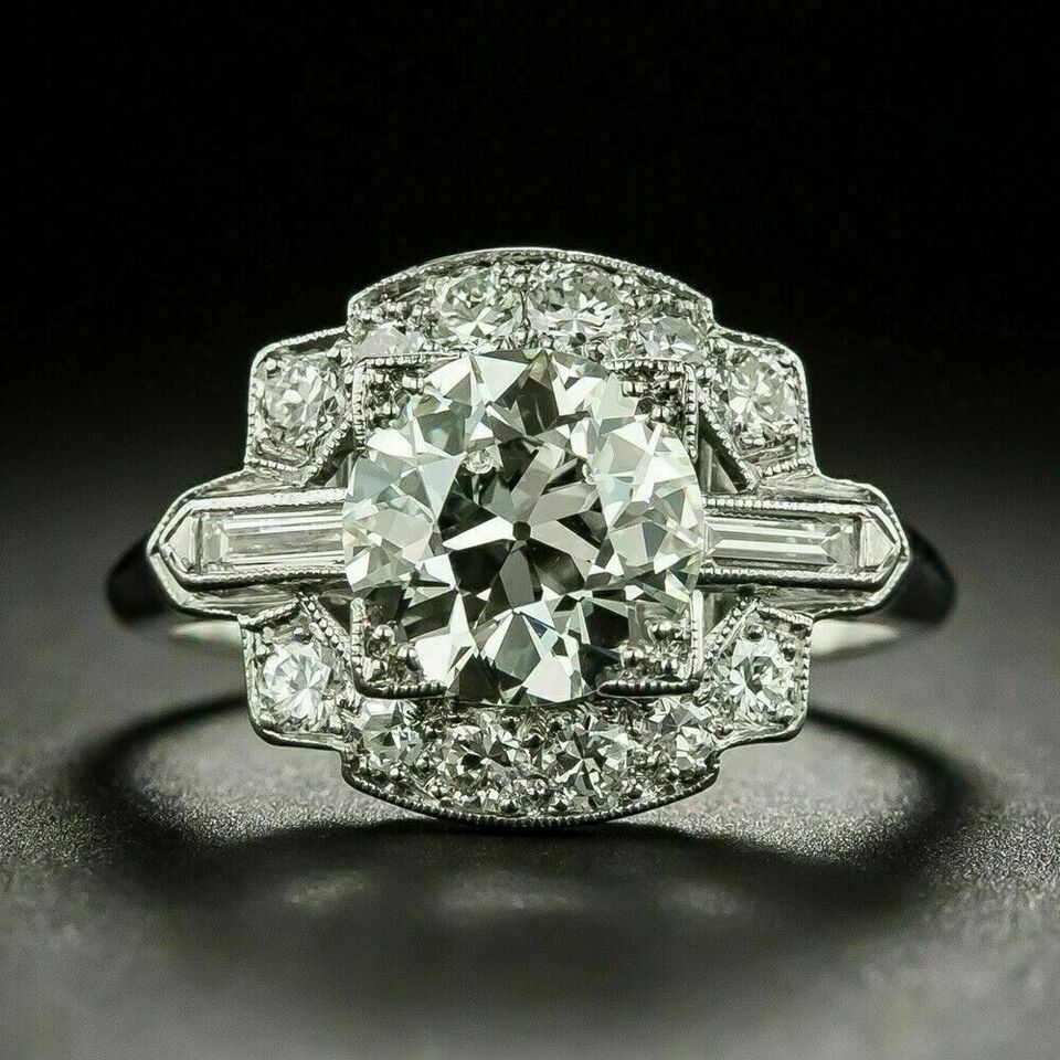 Primary image for Engagement Ring 2.75Ct Round Cut Simulated Diamond White Gold Plated in Size 9.5