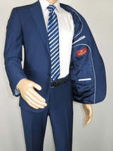 Men Suit BERLUSCONI Turkey Italian Wool 180's Single Breasted K442-12 Navy image 6