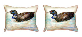 Pair of Betsy Drake Loon Large Indoor Outdoor Pillows 11X 14 - £54.29 GBP