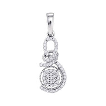 10kt White Gold Womens Round Diamond Curl Cluster Pendant 1/6 Cttw - £140.77 GBP