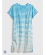 New Gap Kids Girls Blue Tie Dye Crew Neck Short Sleeve Cotton T-shirt Dr... - £15.56 GBP