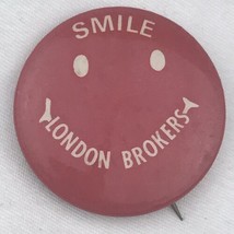 Smile London Brokers Vintage Pin Button Red And White - £7.95 GBP