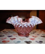 Fenton Cranberry Opalescent Hobnail Bowl Double Crimped, Pre Logo - €30,85 EUR