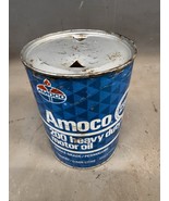 Vintage Amoco 200 Heavy Duty Permalube Engine Single Grade Oil Can Autom... - $11.88