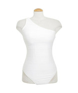 RALPH LAUREN White Ottoman Shimmer Stripe One Shoulder Swimsuit - £47.54 GBP