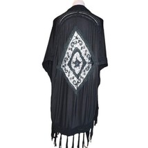 Leana Paris Celia Cardigan Black Swimsuit Coverup Women One Size Lace Tassel - $14.88