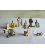 Vintage Ceramic/Plaster 10 Nativity Scene Figures 1Chip 0.75&quot; - 3.5&quot; Don... - $497.07 MXN