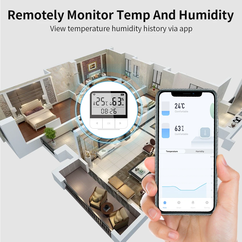 House Home Tuya WIFI Temperature And Humidity Sensor Support Alexa A Aistant Sma - £31.17 GBP