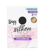 L&#39;eggs Silken Mist Ultra Sheer Leg Control Top Tights, 2 Pairs Black Mis... - $271.05 MXN