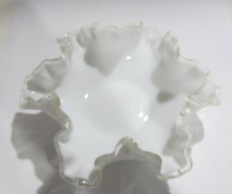 Vintage Fenton White Milk Glass Silver Crest Ruffle Rim Small Candy dish - £10.83 GBP