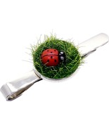 Unique LADYBIRD &amp; LAWN TIECLIP handmade LADYBUG tie bar INSECT wildlife ... - $12.65