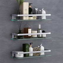 Volpone Bathroom Wall Shelf 15.7In Bathroom Glass Shelves Silver Bathroom - £40.86 GBP