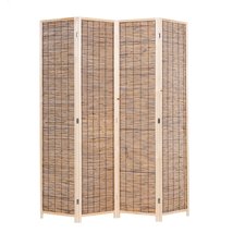 THY COLLECTIBLES Decorative Freestanding Wood Frame Reed Woven 4 Panels Hinged S - $133.69