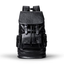 YILIAN Men's anti-theft leather backpack, notebook travel bag, black, large capa - £92.95 GBP