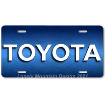 Toyota Text Inspired Art White on Blue FLAT Aluminum Novelty License Tag Plate - $17.99
