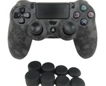 Silicone Grip Smoke Gray Skulls + (8) Multi Thumb Caps For PS4 Controller  - £7.16 GBP