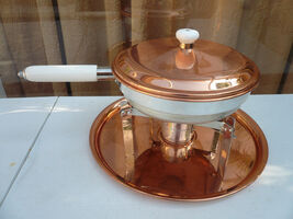 Metalutil Copper &amp; White Ceramic Handle Chaffing Pan 6 Piece Set - Portugal - $29.99