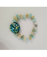 Amazonite Chip Bracelet with Multi-colored Howlite Stone Center - $10.00