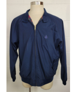 Vintage Izod Mens Blue G9 Harrington Bomber Jacket w. Plaid Lining XL - $19.80