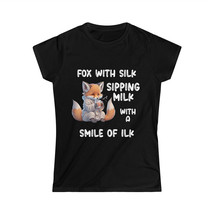 Women&#39;s Softstyle Fox With Silk Sipping Milk Fox T-shirt | Women&#39;s Gift - £19.31 GBP+