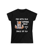 Women&#39;s Softstyle Fox With Silk Sipping Milk Fox T-shirt | Women&#39;s Gift - £19.09 GBP+