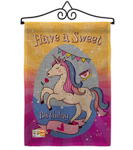 Unicorn Sweet Birthday Burlap - Impressions Decorative Metal Wall Hanger Garden  - £27.14 GBP