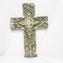 Cross Plaster Easter Home Décor Weathered Look 13&quot; Wall Hanging Smaller Cross - £20.48 GBP