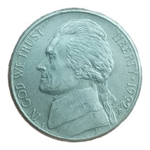 5 Cents, 1992, Jefferson Nickel - £30.67 GBP