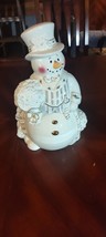 1999 HOLLY HOLIDAY GENTLEMAN SNOWMAN COOKIE JAR 13&quot;, W/ Christmas Trees - €14,04 EUR