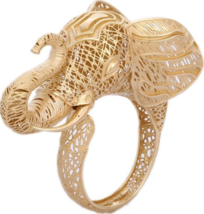 14K Yellow Gold Textured Elephant Ring - £368.84 GBP