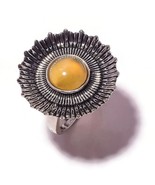 Yellow Chalcedony Gemstone 925Silver Overlay Handmade Oxidised Antique R... - $17.71 CAD