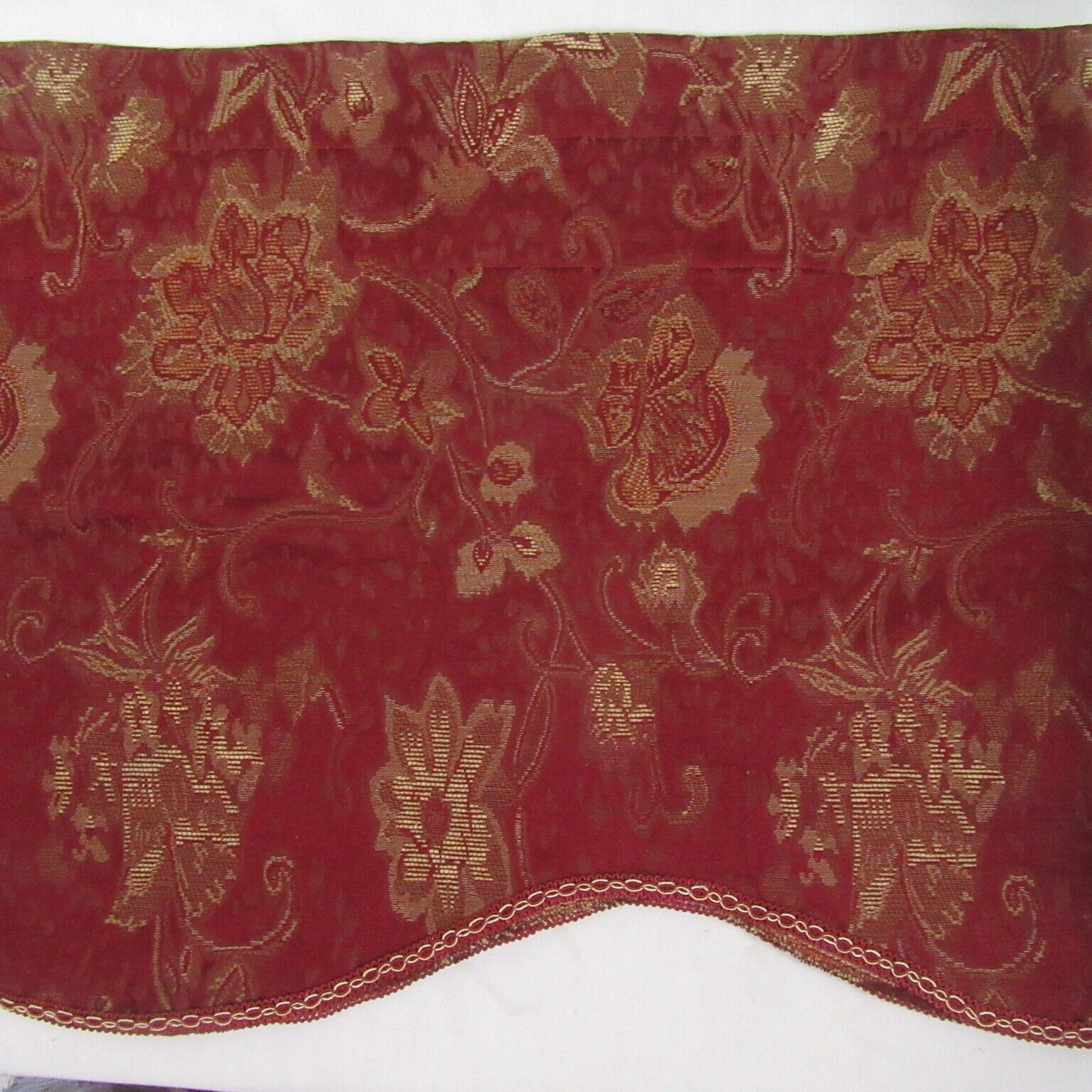 Victoria Classics Embroidered Floral Red Chenille 2-PC Scalloped Valance Set(s - £40.85 GBP