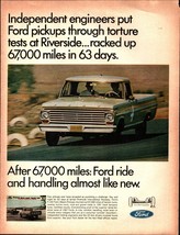 1966 Print Ad of 1967 Ford Pickup Truck 67000 miles in 63 days nostalgic b8 - $26.92