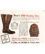 L.L. Bean Hunting Boots Plaid Jacket 1940 Advertisement Maine Outdoors D... - $27.41 CAD