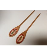 Set of Vintage Hanging Wooden Spoons w/Cross Stitch Design &amp; Rick Rack - £11.79 GBP