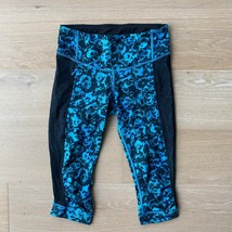 Lululemon Stop At Nothing Crops in Fleur Sombre Kayak Blue Dragonfly/Bla... - £26.14 GBP