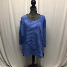 Sportelle Pullover Top Womens Size 2X Blue Striped Raglan Sleeve Sweatshirt - $19.59