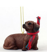 LARGE 3&quot; DACHSHUND (RED) DOG CHRISTMAS ORNAMENT HOLIDAY Figurine Scarf gift - £20.17 GBP