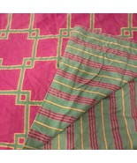 Vintage Tommy Hilfiger Lattice Pink Green duvet cover TWIN stripes rever... - €49,50 EUR