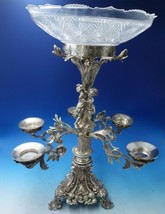 Silverplate Epergne with Cut Crystal Bowl Children in Forest c.1880 (#5580) - £1,888.06 GBP