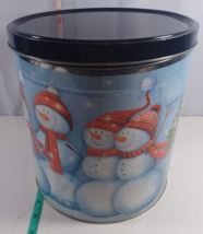 Vintage Snowman Family Tin. 9 Diameter x 9 Deep. Great For Gifting  good - $7.92