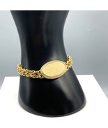 Vintage Speidel Double Strand Bracelet, Gold Tone Chain with Engraveable... - £60.47 GBP